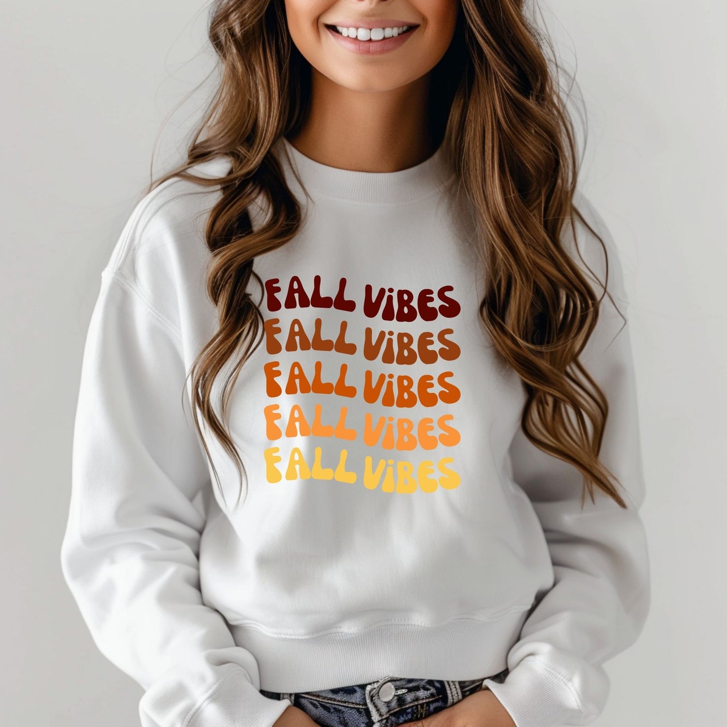 Fall Vibes Color Fade Retro Halloween