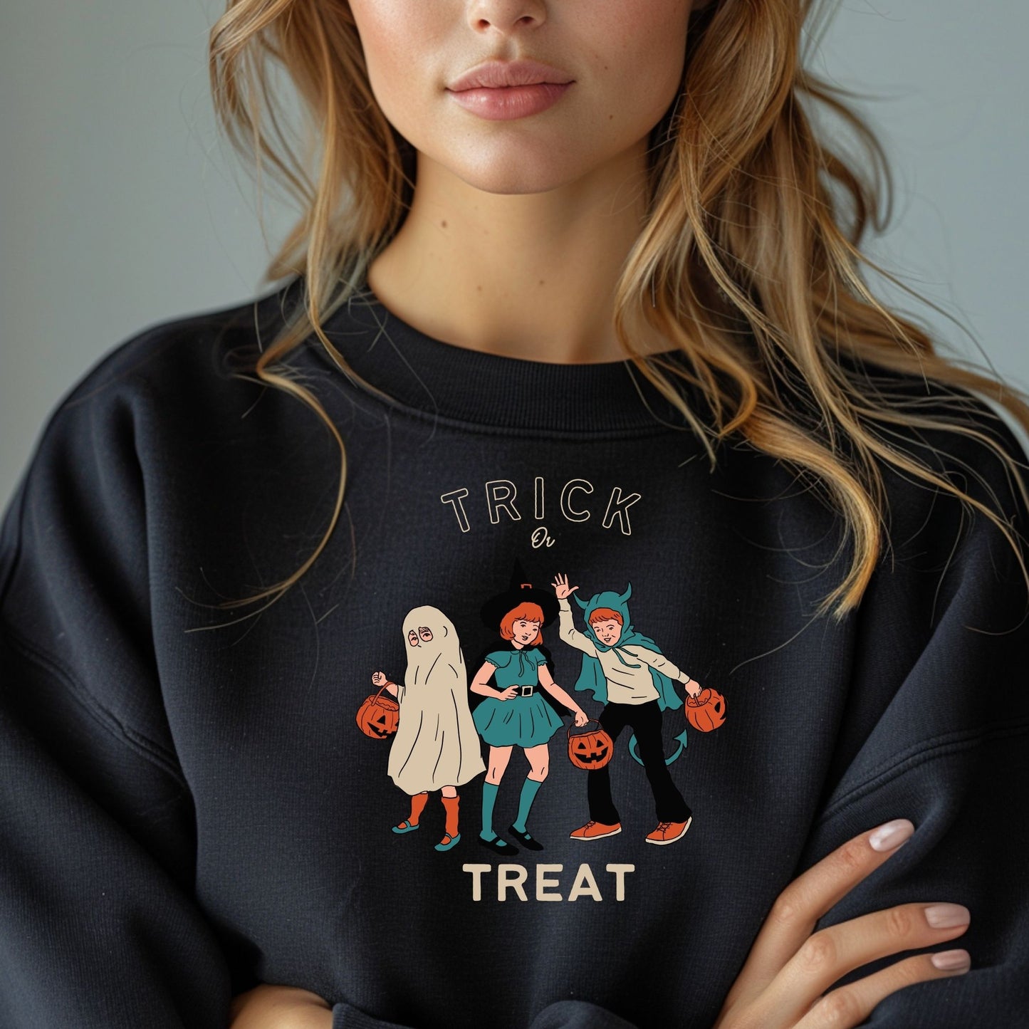 Trick or Treat Kids in Costume Retro Vintage Halloween