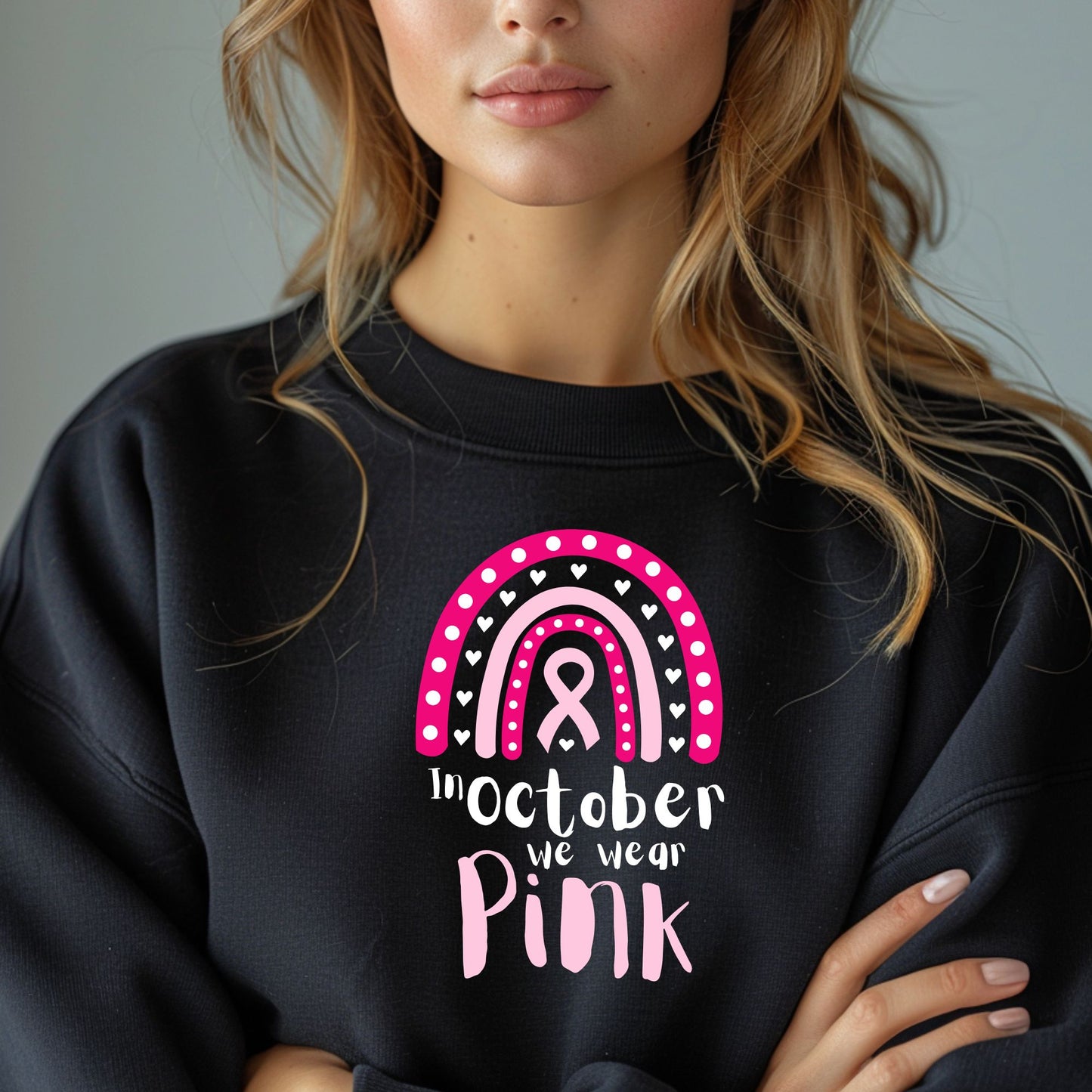In October We Wear Pink Breast Cancer Awareness Month Pumpkin Ribbon Support 3