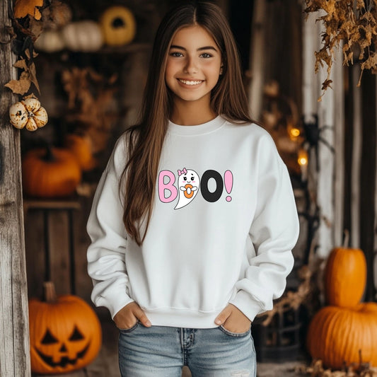 BOO Ghost Pumpkin Cute Retro Pink Fall Halloween