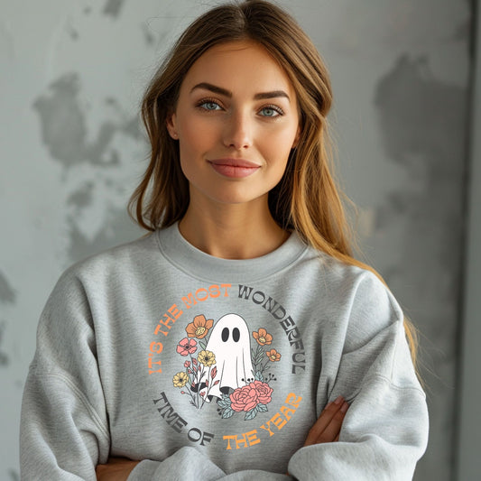 It’s The Most Wonderful Time of The Year Ghost Cute Retro Floral Flowers Fall Halloween