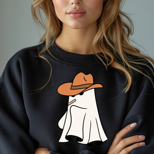 Cowboy Hat Ghost Smokin Halloween Fall