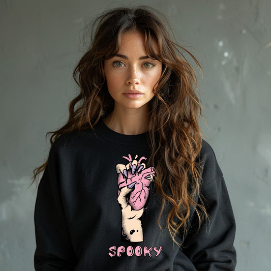 Spooky Pink Feminine Hand Holding Heart Halloween