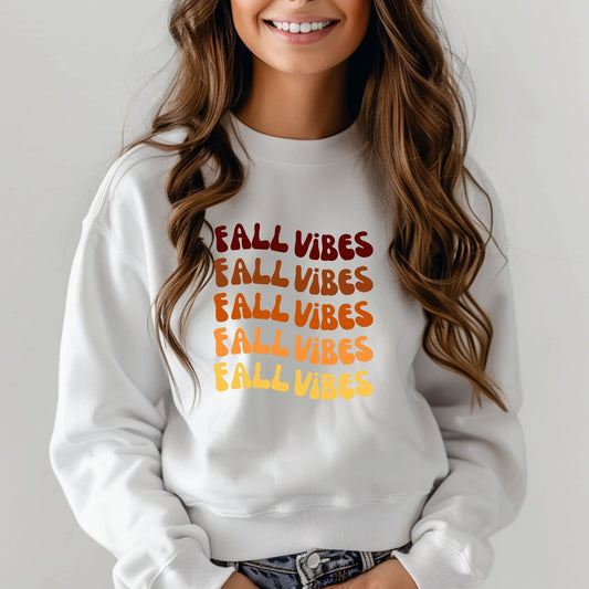 Fall Vibes Color Fade Retro Halloween