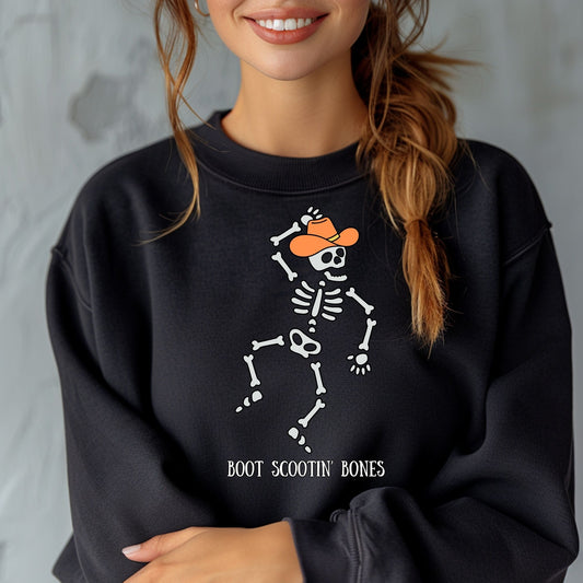 Boot Scootin Bones Skeleton Dancing Cowboy Hat Halloween Fall
