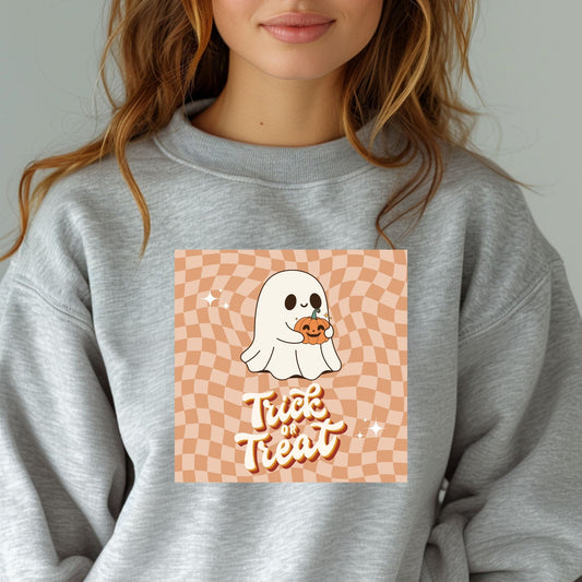 Ghost Trick or Treat Pumpkin Retro Halloween