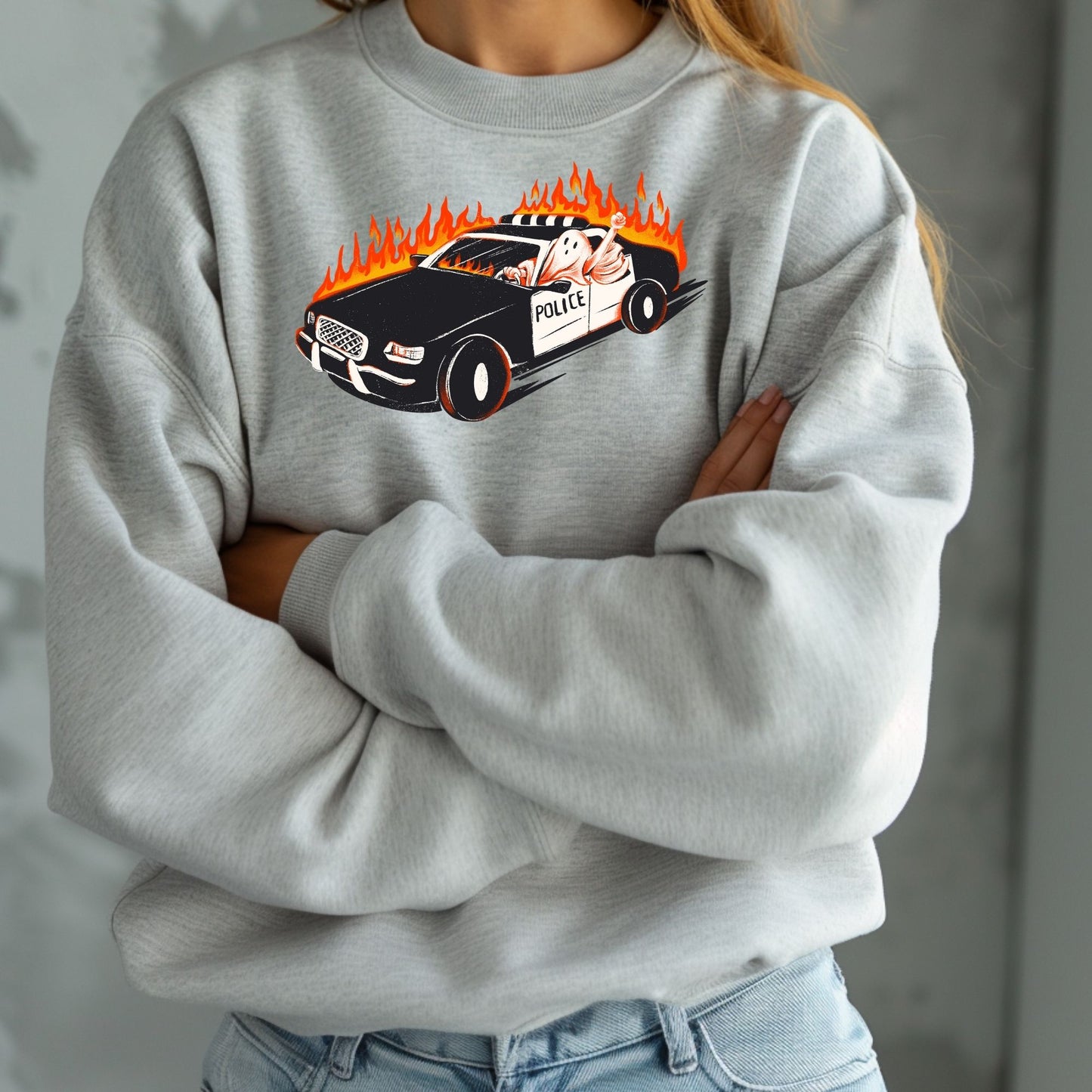 Ghost riding Cop Car Rebel Grunge Halloween