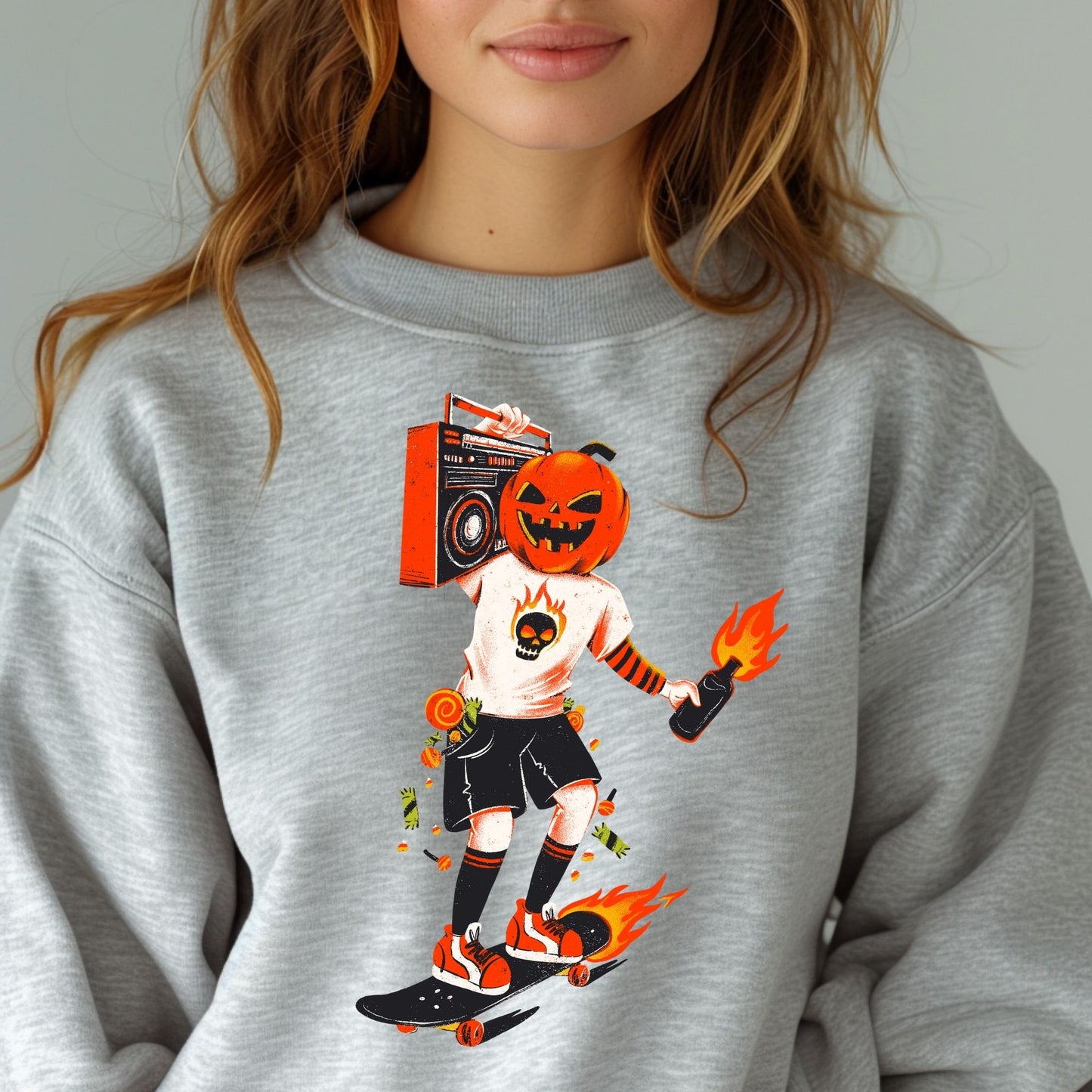 Pumpkin Skateboarding Rebel Grunge Halloween